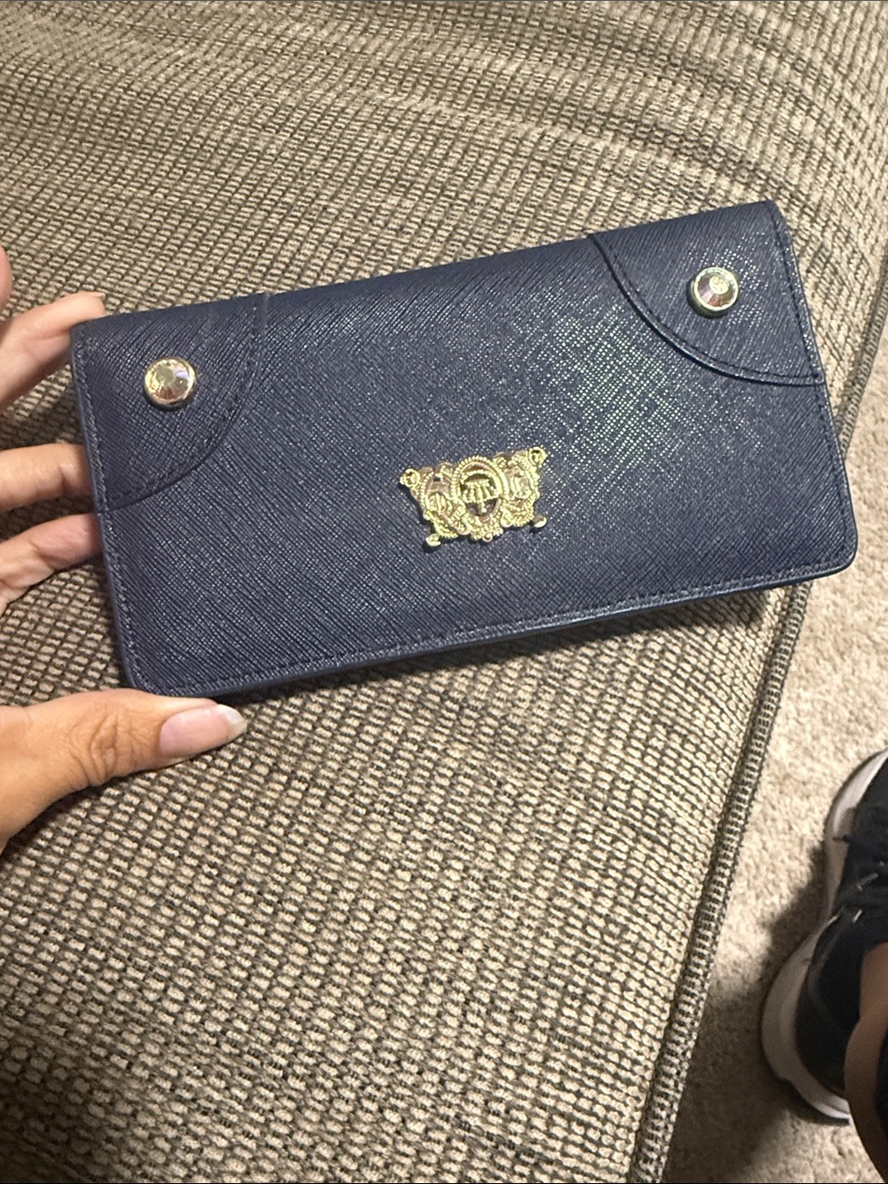 Vintage Juicy Couture Navy Card & Key Holder with Gold Crest
